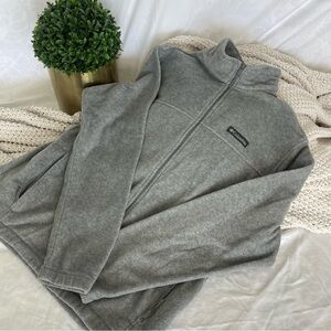 Columbia Gray Zip Up Sweater Soft Knit Classic Size L
